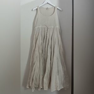 NEEM LIVING Lydia Dress 100 % Cotton Pin Tucked Paneled Empire Waist Gauzy Pleat